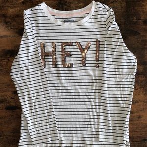 Long sleeve sequins T-shirt